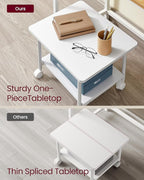 VASAGLE Heavy-Duty Printer Stand with Locking Wheels, 2-Tier Industrial Mobile Cart with Storage Shelf, Under Desk Printer Table for Home, Office, 13.4" Height, White UOPS002W01
