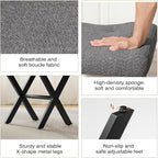 18-Inch Large Vanity Stool Chair, Vanity Bench with Metal X-Legs, Ottoman Accent Stool with Breathable and Soft Boucle Fabric Saddle Seat, Grey