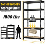 PrimeZone Storage Shelves 3 Packs 5 Tier Adjustable Garage Storage Shelving, Heavy Duty Metal Storage Utility Rack Shelf Unit for Warehouse Pantry Closet Kitchen, 35.5" x 15.75" x 71", Black