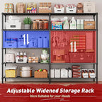 REIBII 1450LBS Shelves 5 Tier Metal Shelving Unit Storage Wire Shelving 58.1''W Pantry Shelves Wire Shelf Adjustable Garage Shelving Heavy Duty Storage Rack for Pantry Kitchen Garage, Black