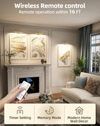 EZVALO Picture Light for Wall, Rechargeable 2400mAh Battery Lights Wireless Remote, 3 Color & Dimmable Magnetic 8'' LED Lights Display for Painting, Living Room, Gallery, Bedroom, Dashboard(Gold-2P)