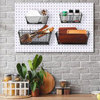 Sieral 4 Pcs Black Pegboard Baskets Metal Wire Shelf Baskets Peg Board Organizer Accessories Wall Mount Organizer Attachments for Garage Workbench Various Tool Accessories, 2 Sizes