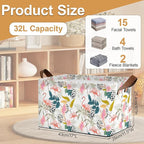 Storage Bin with Handles, Forest Pink Flamingo Collapsible Laundry Baskets for Books, Laundry - Use in Nursery, Closet Organizers and Storage, Blanket Basket