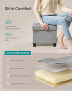 SONGMICS Storage Ottoman, Small Ottoman Foot Rest with Legs, 12.6 x 15.8 x 13.2 Inches Foot Stool, Load up to 660 lb, for Living Room, Bedroom, Dorm, Dove Gray ULSF012G02