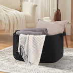70L Large Blanket Basket, 21.6" x 16.9" x 11.8" Woven Storage Basket for Living Room, Nursery Blanket Storage for Toys, Towels, Dirty Clothes (Black)