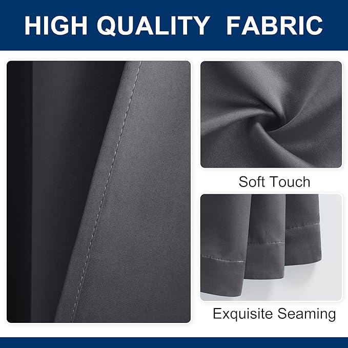 Hiasan Patio Sliding Door Room Divider Curtain Privacy Blackout Thermal Insulated Curtains with Back Tab & Rod Pocket for Bedroom Partition, Living Room Shared Office(100 x 96 Inches, Dark Grey)