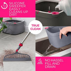 Heavy Duty Square Spin Mop for Floor Cleaning, Separate Compartment for Clean and Dirty Water, Use Any Cleaning Solution, Self Cleaning, Machine Washable Pads
