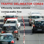 8 Pack Traffic Delineator Posts – High Visibility Reflective Safety Cones with Spring Base for Roadway, Parking, Garage, Construction Zones (Orange, 36 Inch)