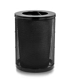 Alpine Outdoor Trash Can 36 Gallon Diamond Steel Commercial Metal Waste Bin with Leak Proof Liner, Heavy Duty Steel Mesh Design, Flat Wide Open Top Lid for Parks, Streets, and Public Spaces-Black