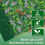 Grass Wall, Artificial Monstera Boxwood Panels 40"x120"(33.33 SQFT), Privacy Hedge Fence Screen with UV Protection, Greenery Backdrop for Indoor Home Wedding Decor and Outdoor Patio Backyard
