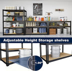 40" W Garage Shelving Unit, 2400Lbs Storage Shelves, Heavy Duty Adjustable Rack for Basement, Warehouse, Pantry, Stores, Tool Room, Freestanding Organizer