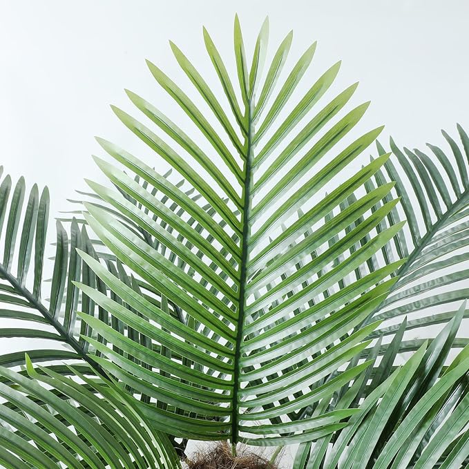 9ft Tall UV Resistant Faux Palm Tree, 108in Artificial Palm Tree Indoor Outdoor, Fake Tree with Real Bark and Realistic Leaves and for Home House Office Living Room Bedroom Yard Patio.