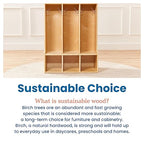 ECR4Kids Streamline 3-Section Toddler Coat Locker with Bench, Kids Furniture, Natural