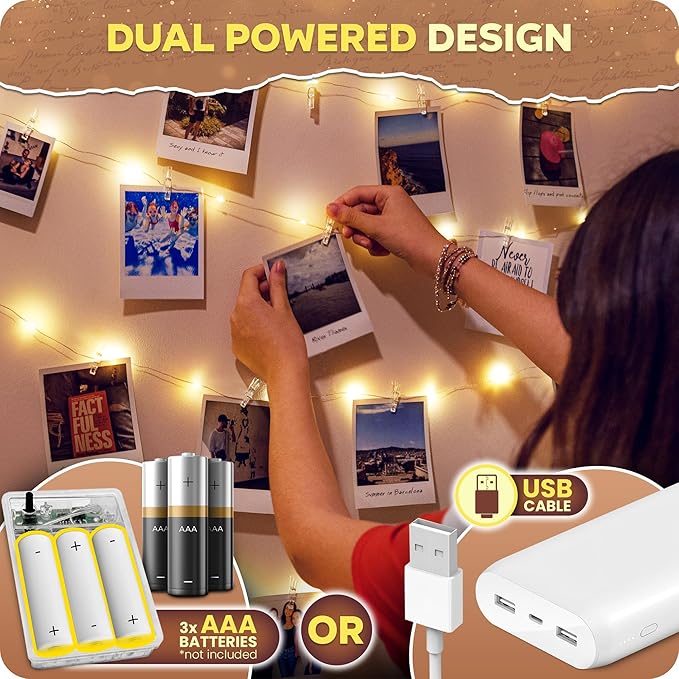 Mind-Glowing Photo Clips String Light - Dreamy Fairy Lights with Clips - Stocking Stuffers for Teen Girls 2025 - Trendy Stuff Room Decor - Christmas Gift for Any Year Old Tween Girl (100 LED, 33 ft)