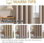 H.VERSAILTEX Linen Curtains 100% Blackout Curtains for Bedroom 96 inch Long Full Light Blocking Nature Linen Blended Window Curtains for Living Room Nickel Grommet (2 Panels, Heathered Sand)