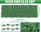 Artificial Boxwood Roll Panels with Flowers,40"x 120"(33.33 sq.ft) UV-Anti Faux Ivy Leaves Privacy Fence Screen Grass Wall Roll Panels for Indoor Home Decor and Outdoor Garden Backyard