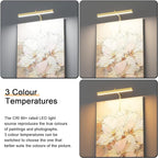 4W Plug in Picture Light for Paintings with Remote Control, 12" LED Art Display Lighting for Gallery, Dartboard, Artwork, Gold Wall Mounted Picture Frame Light