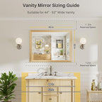 40x30 Inch Bathroom Mirror for Wall, Anti-Rust Oak Wood Grain Metal Framed Bathroom Mirrors for Over Sink,Rectangler Mirrors for Bathroom Vanity, Farmhouse, Bedroom, Living Room, Entryway Decor