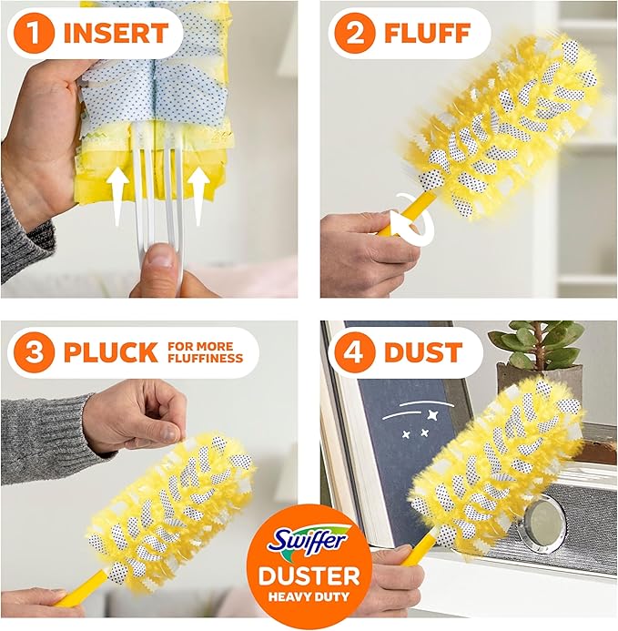 Swiffer Dusters Heavy Duty, Multi-Surface Duster Refills for Cleaning, Unstopables, 24 Count (4 Packs of 6)