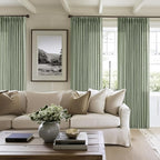 Green Linen Curtains 108 Inches Long 2 Panels Set for Living Room Farmhouse Boho Linen Textured Pinch Pleated Memory Shape Light Filtering Ceiling Semi Sheer Window Curtain Hook Rings Sage Green