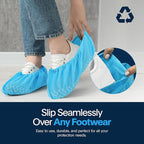Premium Disposable Boot & Shoe Covers Booties | 100 Pack | Durable, Non-Slip, Non-Toxic, Water Resistant, Recyclable Protectors for Indoor & Outdoor | Large Size Fits Most Shoes