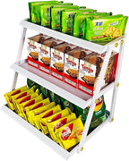 CozyNova 3 tier candy display - Snack holder with snack holder - Multi-functional counter snack and chip holder for stores - Cupcake display stand (White)