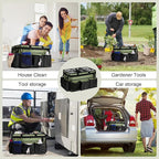 Extra Large Cleaning Caddy Bag with Built-In Support Board, Cleaning Tote Organizer with Removable Divider, Supply Carryall with Adjustable Shoulder Strap and Waist Belt for Cleaners & Housekeeper