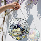 Stained Glass Window Hanging, 8 Inch Dragon Stained Glass Suncatcher, Dragon Decor, Home Decor for Windows, Book Lover Gift, Gifts for Book Lovers, Gifts for Bookworm on Birthday Christmas