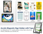 8.5" x 11" Acrylic Magnetic Sign Holder Wall Mount, Self Adhesive Magnetic Display Frame with Nano Tape and Strong Magnetic Border for Wall, Door, Glass, Home, Store, Office (Black, 10Pack)