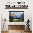 Travelization Magnetic Poster Hanger 30” Poster Frame with Strong Magnets, Complete Hanging Kit for Art, Maps, Pictures, and More, Fits 30x20, 30x30, 30x40, and 30x48, Black