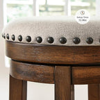 Signature Design by Ashley Valebeck Upholstered Swivel Stool, Cushioned Seat, Woven Fabric Upholstery, Wood, 24" H, Brown & Black