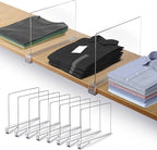 8 Pack Acrylic Shelf Dividers for Closet 11x7.9 Inch – Acrylic Dividers for Shelves Clear Closet Shelf Separators for Purses, Clothes Storage – Vertical Bookshelf Dividers for Bedroom & Kitchen
