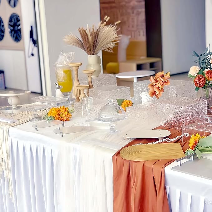 8PCS Buffet Risers Display Stands with 8PCS Mini Signs,Acrylic Cube Display Risers with Hollow Bottom, 2Sets (6, 6.5, 7, 8)" (Transparent, 2 Sets ( 6'',6.5'',7'',8'' ))
