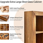 Large World Map Shot Glass Display Case 102 Slots 39.37 X 31.69''Rustic Brown Wood Holder for 2 Different Size Shot Glass in Living Rooms Bars Wine Cellars Used for Jewelry Stones & Shell