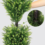 THE BLOOM TIMES 6FT Tall Artificial Cedar Topiary Trees Set of 2, UV Resistant Large Faux Cypress Evergreen Plants for Outdoor Planters, Realistic Fake Bushes & Shrubs for Front Porch Christmas Decor