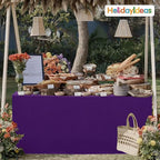 HolidayIdeas Open Back Fitted Tableclothss for 6 Foot Rectangle Table, Wrinkle Resistant Washable Table Covers 72x30 Inch for Craft Fairs, Banquets, Trade Show Display, Purple,4 Pcs