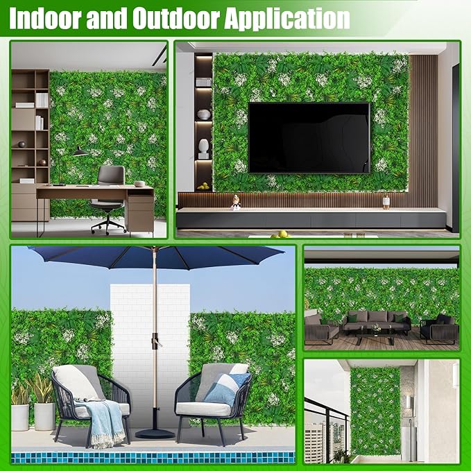 40"x120"(33.33 SQFT) Grass Wall Panels, Artificial Greenery Backdrop Wall with UV Resistant Leaves, Faux Green Wall Decor for Outdoor Indoor Patio Garden Backyard