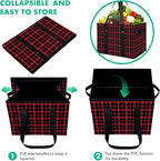 WISELIFE Reusable Grocery Bags 2 Pack,Large Grocery Tote Bag Water Resistant Shopping Bags Foldable Grocery Bag for Clothes,Shoes and Picnic,Red