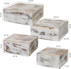 Vintage Brown Square Wooden Cake Stands For Display,Set Of 4 Wood Cupcake Stands Risers, 12 Inches Rustic Wood Crates For Wedding Cake Display,Square Wooden Display Risers For Home Decor . (Vintage White)