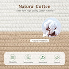 Cotton Rope Storage Baskets,15x10x9 in,Foldable Storage Bins, Decorative Woven Basket Cube Storage Organizer for Laundry, Towel, Clothes (White/Beige-3Pack, 15x10x9 inches)