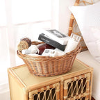 Handwoven Wicker Picnic Basket with Handles, Natural Brown, Shopping Basket - Large