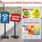 3 Pack Heavy Duty Sign Holder Stand 11x17 Inch - Pedestal Floor Standing Sign Holder with Weighted Base - Vertical & Horizontal Poster/Menu Display Stands for Indoor/Outdoor Advertising, Black