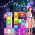 Marquee Numbers 15th Birthday Decoration: Colorful 3FT Large Light Up Quinceanera Birthday Decorations Anniversary Backdrop Cardboard Sign 18 Colors Number 15 Mosaic Balloon Frame