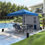 PHI VILLA Canopy with One Sidewalls,Angled Leg 12 x 12 UV Block Sun Shade Canopy Tent Gazebo for Patio Outdoor, Lightweight, Blue
