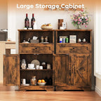 Floor Cabinet, Farmhouse Storage Cabinet with Barn Doors and Drawer, 11.81" D x 23.62" W x 39.37" H Rustic Brown Freestanding Adjustable Shelf Organizer for Bathroom, Kitchen, Living Room
