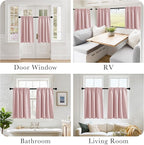 PONY DANCE Blush Pink Cafe Curtains 24 inch Length,Thermal Insulated Small Window Curtains for RV Camper, Privacy Basement Short Drapes, Peach Blush, W 29 x L 24 inches, 2 Panels Set