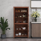 HOMCOM 64" Kitchen Pantry Cabinet, Freestanding Storage Cabinet with 4 Doors and 3 Adjustable Shelves for Dining Room, Brown