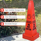 OrangeStar 3-Pack 28" Do Not Enter Cones, Large 4-Sided No Entry Message Safety Cones with Heavy Rubber Base for Indoor Outdoor Use, Traffic Control, Security, Warehouse Safety