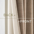 MIULEE 100% Blackout Linen Textured Curtains for Bedroom Solid Thermal Insulated Copper Brown Grommet Room Darkening Curtains & Drapes Luxury Decor for Living Room Nursery 42 x 90 Inch (2 Panels)