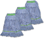 Super Clean Planet Heavy Duty Mop Head Refill (3-Pack) – Industrial Blue Cotton, Looped-End Wet Mop Heads for General, Commercial, Janitorial & Floor Cleaning